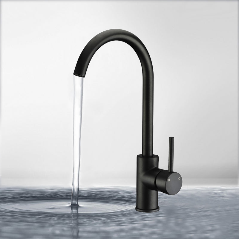Otus Gooseneck Sink Mixer Matt Black PC1001LF-B