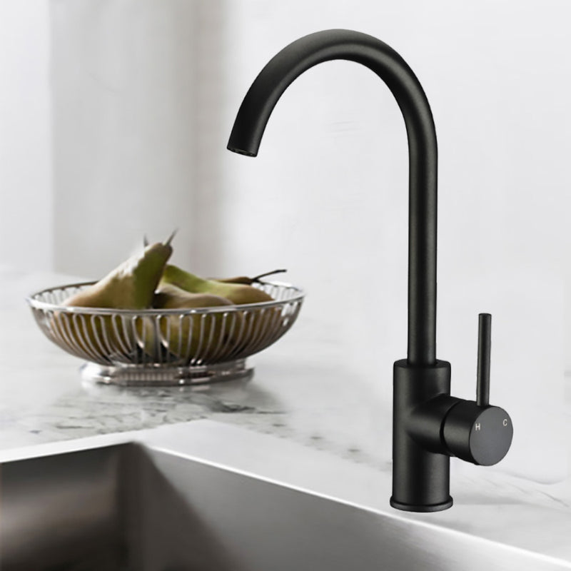 Otus Gooseneck Sink Mixer Matt Black PC1001LF-B
