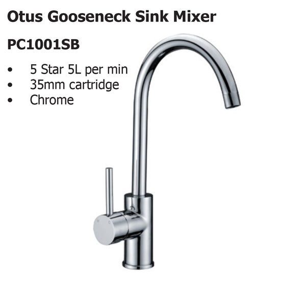 Otus Gooseneck Sink Mixer PC1001SB