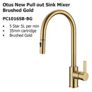 Otus New Pull out Sink Mixer Brushed Gold PC1016LF-BG