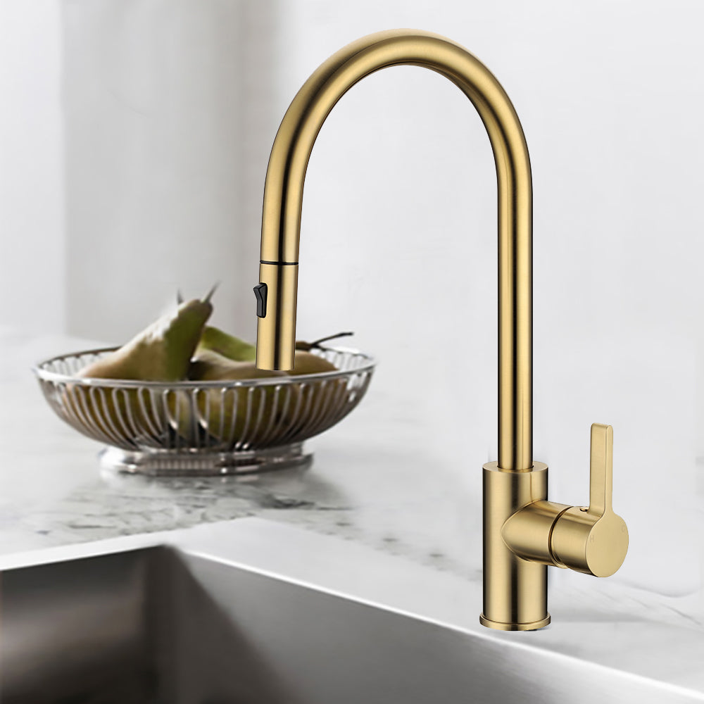 Otus New Pull out Sink Mixer Brushed Gold PC1016LF-BG - Bathroom Hub