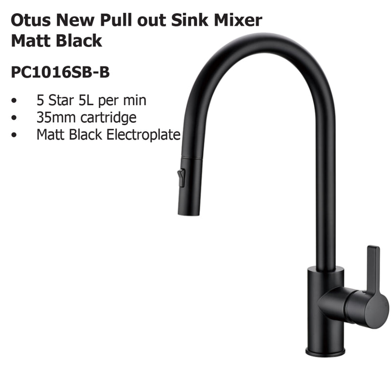 Otus New Pull out Sink Mixer Matt Black PC1016LF-B
