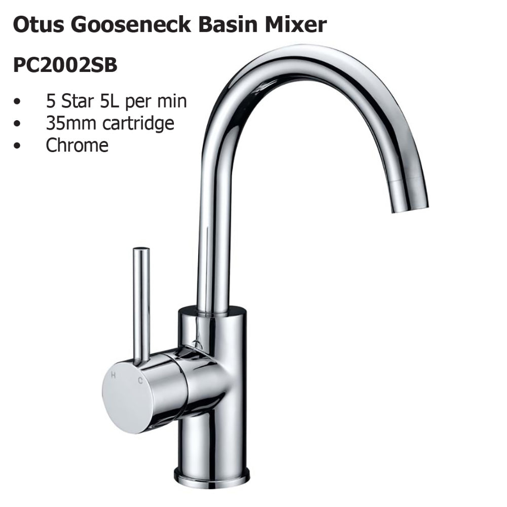 Otus Gooseneck Basin Mixer PC2002LF - Bathroom Hub