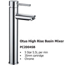 Otus High Rise Basin Mixer PC2004LF