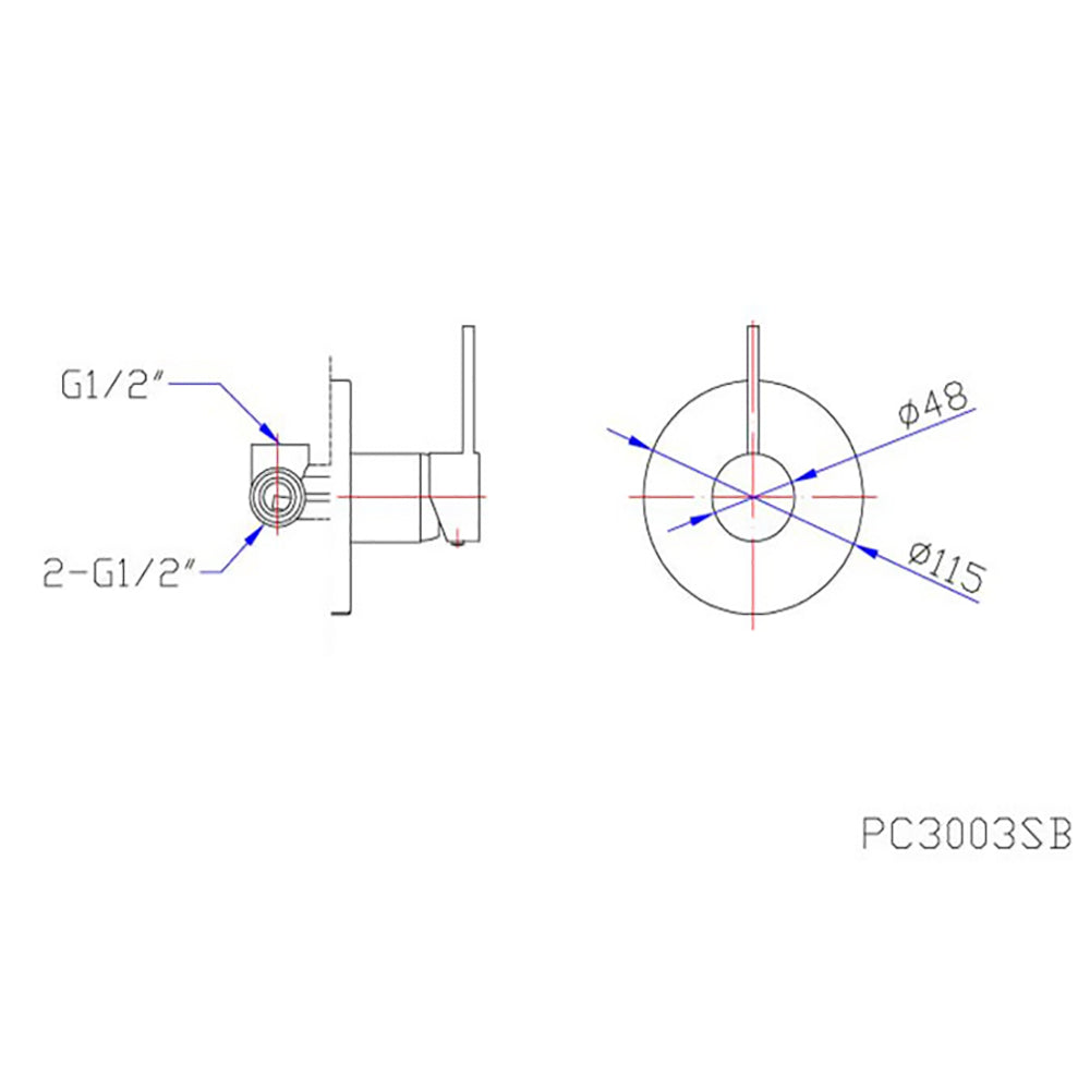 Otus Wall Mixer Matt Black PC3003SB-B - Bathroom Hub