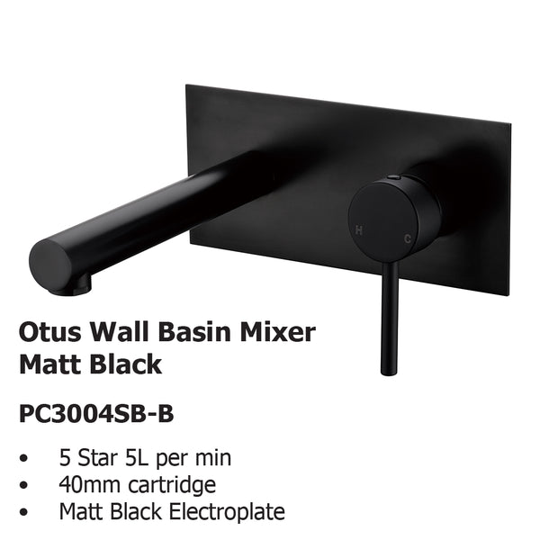 Otus Wall Basin Mixer Matt Black PC3004SB-B
