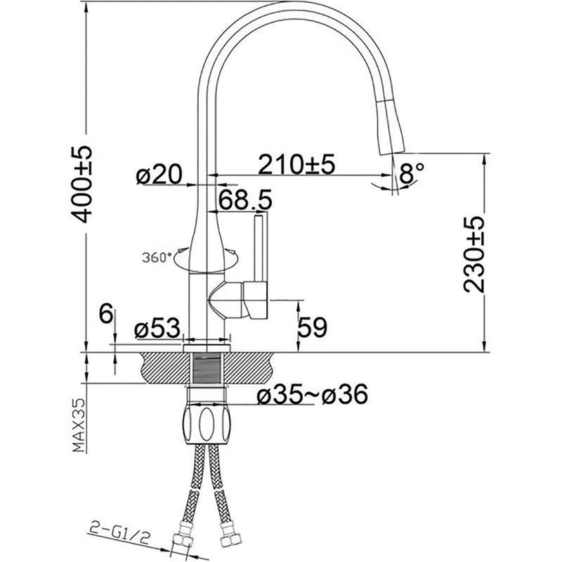 Aziz Swivel Sink Mixer PCC1001