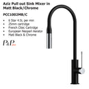 Pull out Sink Mixer PCC1002MB/C In Sydney