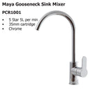 Maya Gooseneck Sink Mixer PCR1001