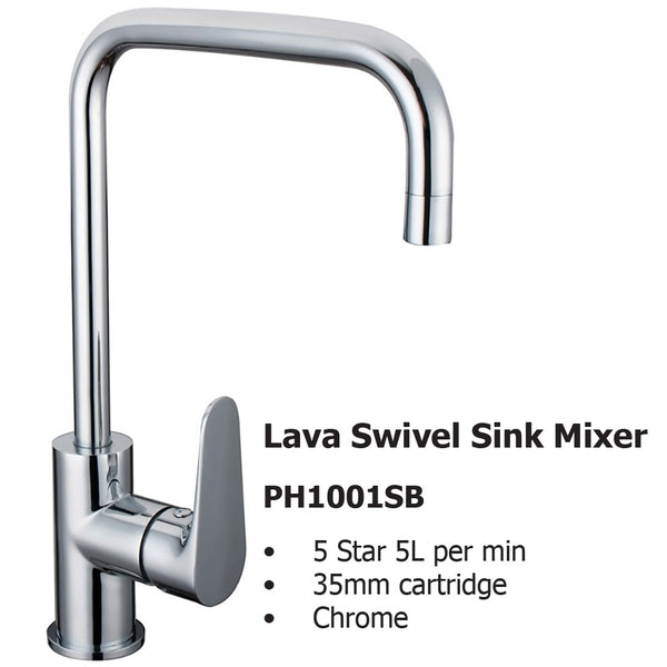 Lava Swivel Sink Mixer PH1001SB
