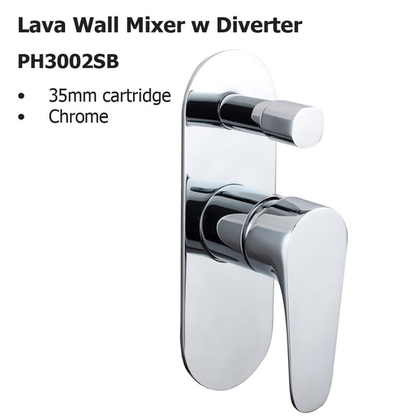 Lava Wall Mixer w Diverter PH3002SB