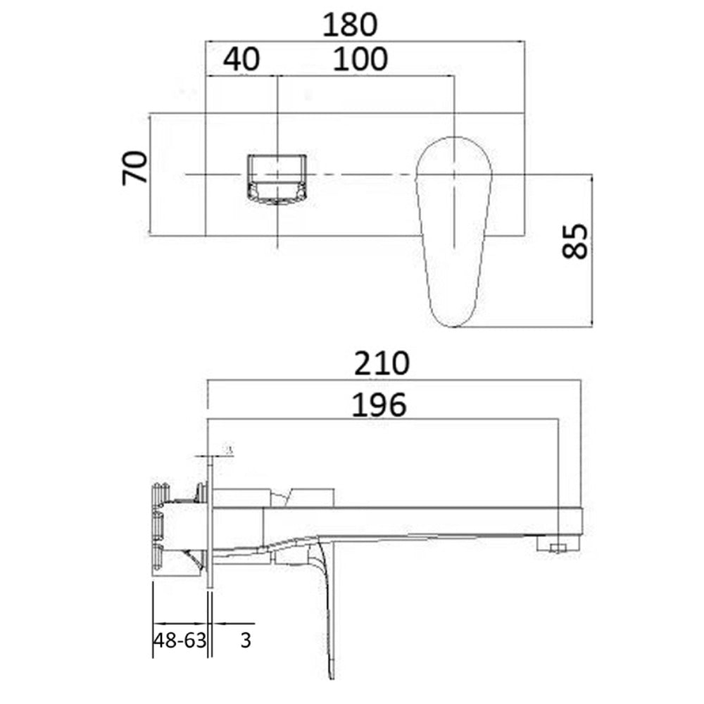 Lava Wall Basin Mixer PH3003SB - Bathroom Hub
