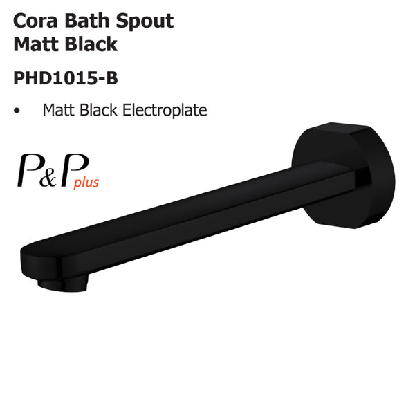 Cora Bath Spout Matt Black PHD1015-B - Bathroom Hub
