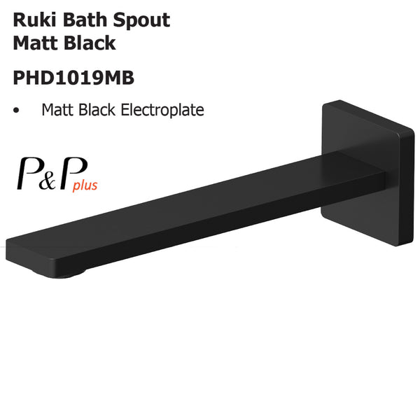 Ruki Bath Spout Matt Black PHD1019MB - Bathroom Hub