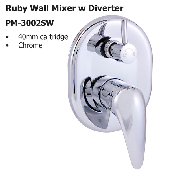Ruby Wall Mixer w Diverter PM-3002SW