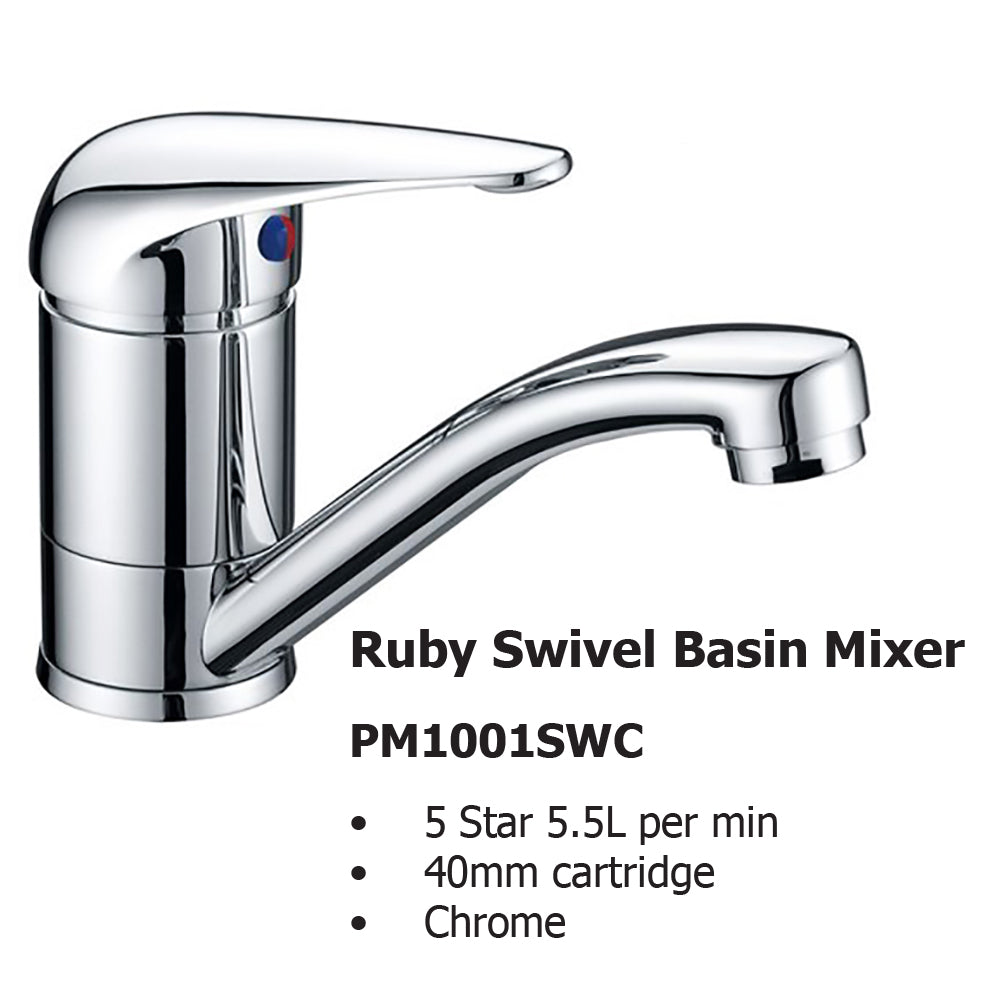 Ruby Swivel Basin Mixer PM1001CHC-LF - Bathroom Hub