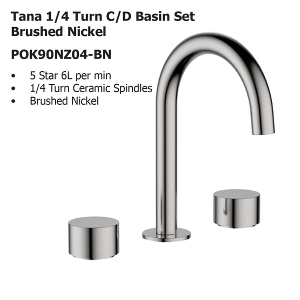 Tana 1/4 Turn C/D Basin Set Brushed Nickel POK90NZ04-BN