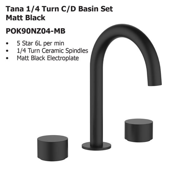 Tana 1/4 Turn C/D Basin Set Matt Black POK90NZ04-MB