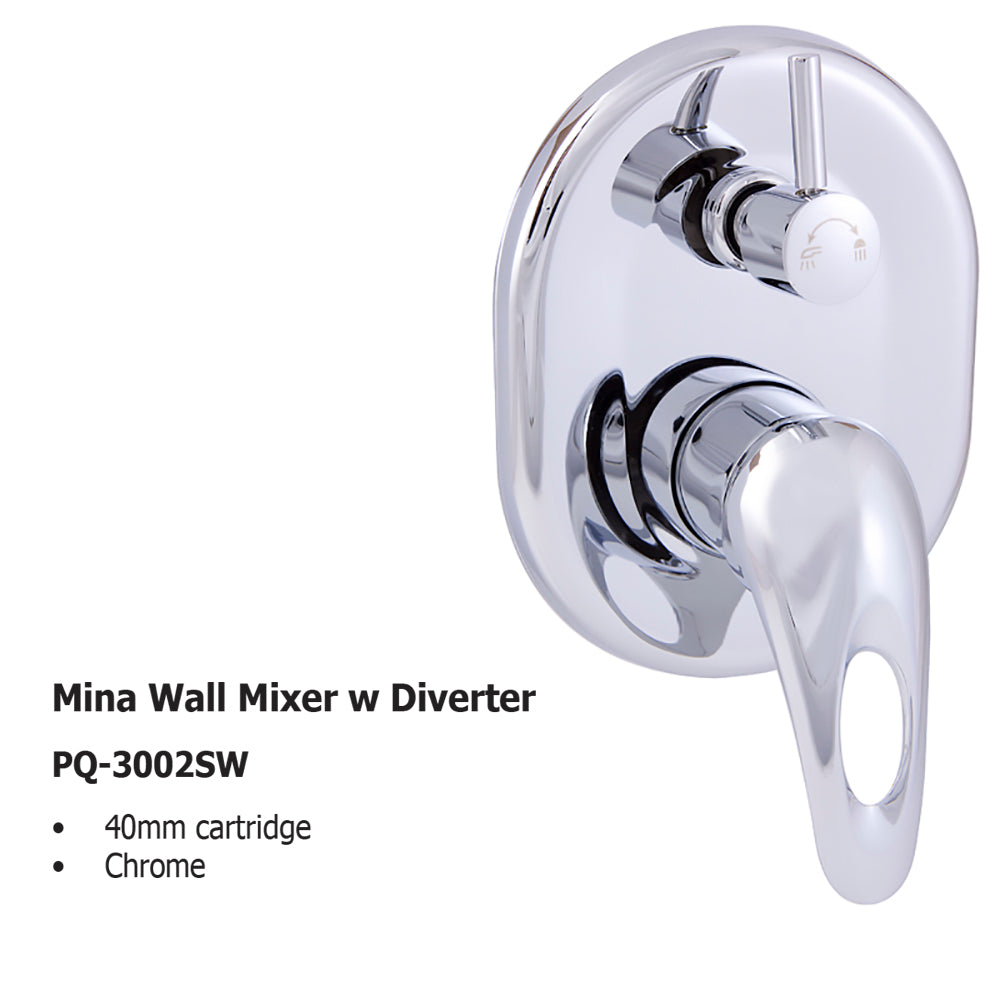 Mina Wall Mixer w Diverter PQ-3002SW - Bathroom Hub