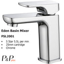 Eden Basin Mixer PSL2001LF- Bathroom Hub