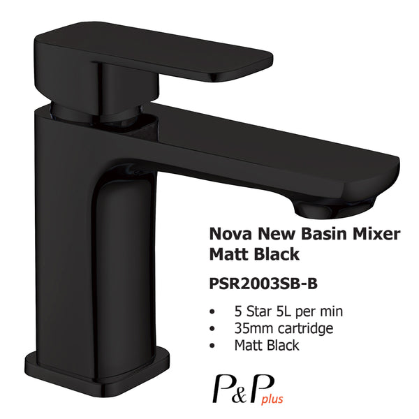 Nova New Basin Mixer Matt Black PSR2003SB-B