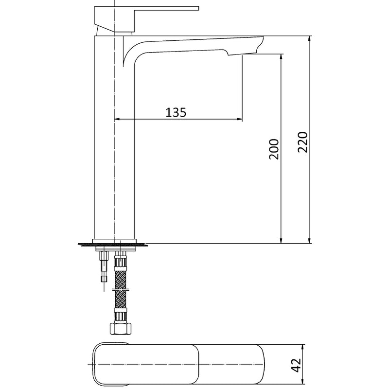 Nova New Tall Basin Mixer Brushed Nickel PSR2004SB-BN