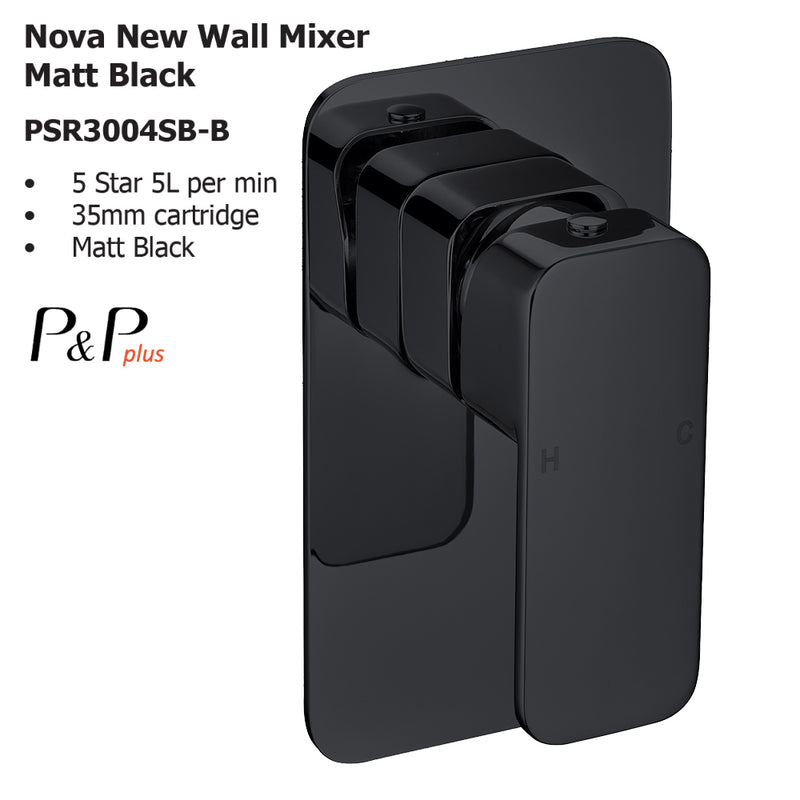 Nova New Wall Mixer Matt Black PSR3004SB-B