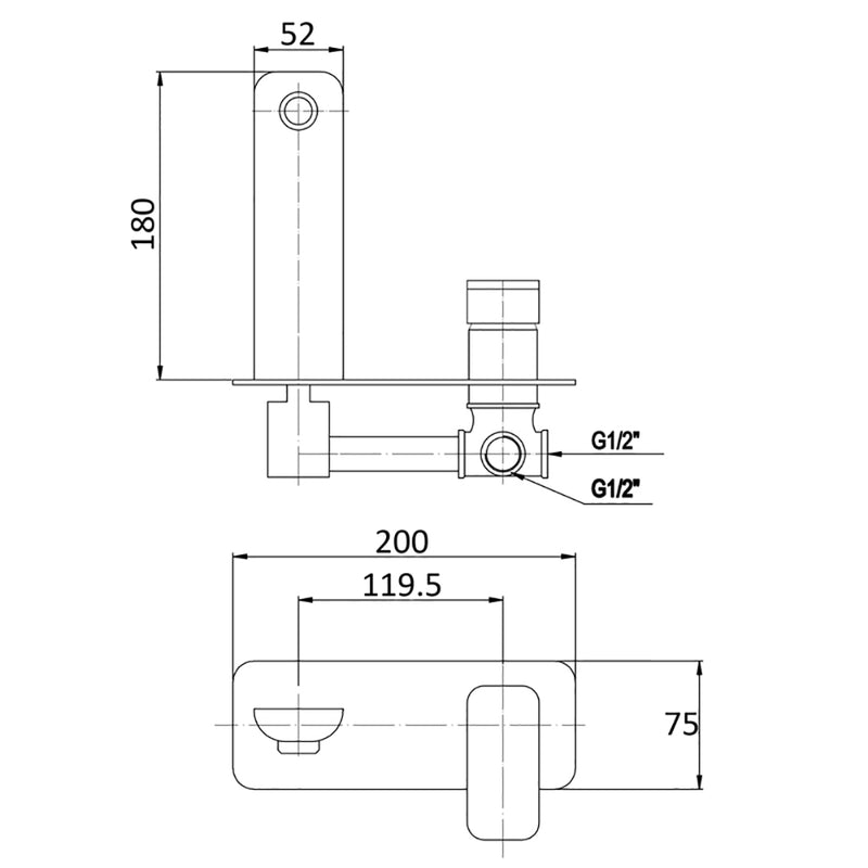 Nova New Wall Basin Mixer Brushed Nickel PSR3006SB-BN