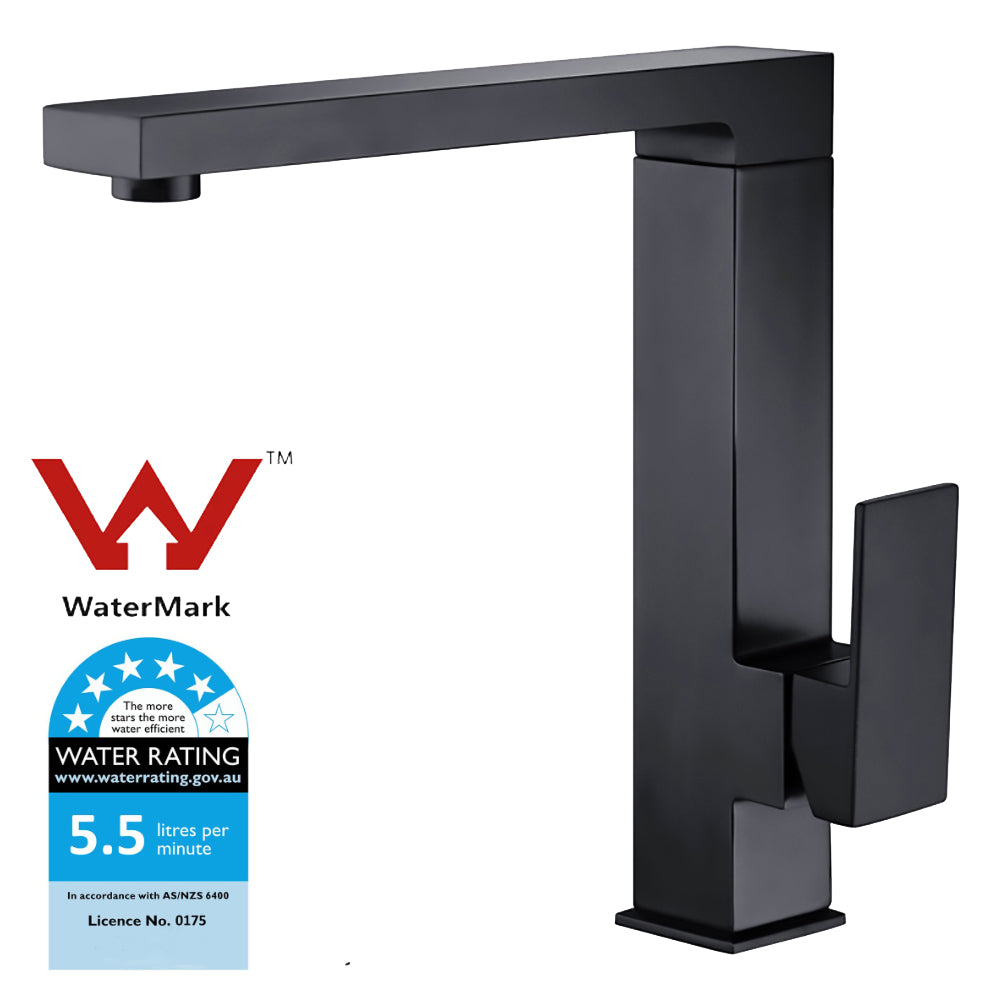 Rosa Swivel Sink Mixer Matt Black PSS1008SB-B - Bathroom Hub