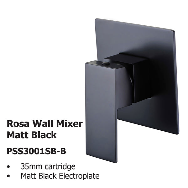 Rosa Wall Mixer Matt Black PSS3001SB-B