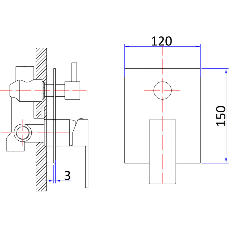 Rosa Wall Mixer With Diverter PSS3002SB