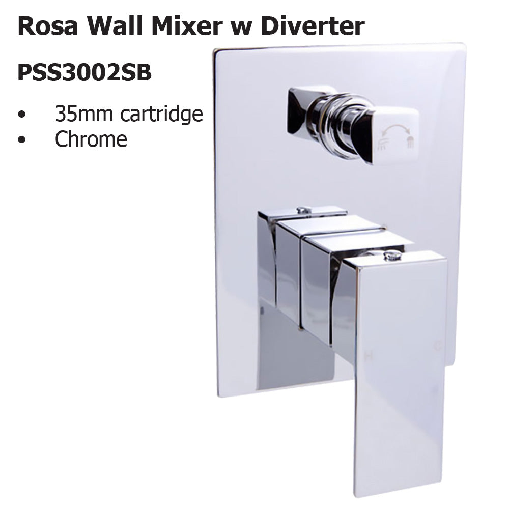 Rosa Wall Mixer With Diverter PSS3002SB - Bathroom Hub