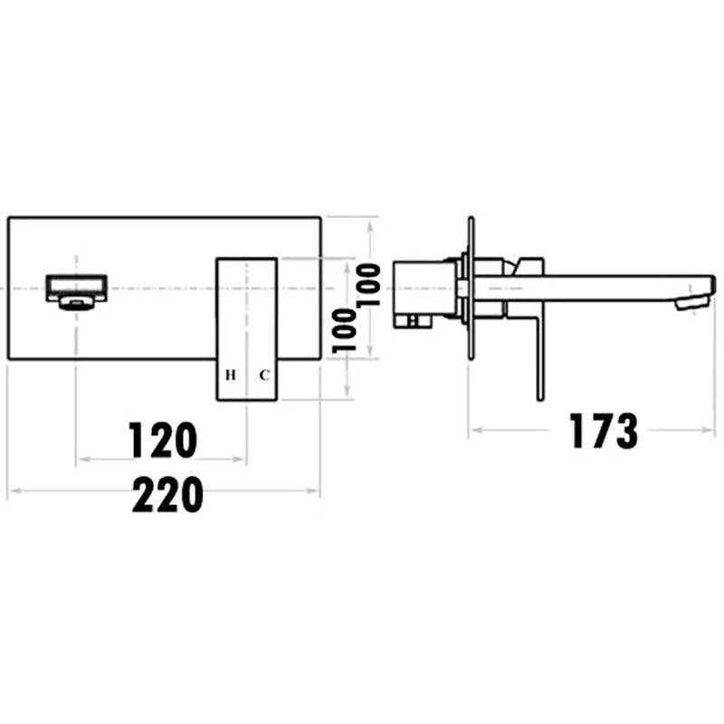 Rosa Wall Basin Mixer Matt Black PSS3003SB-B